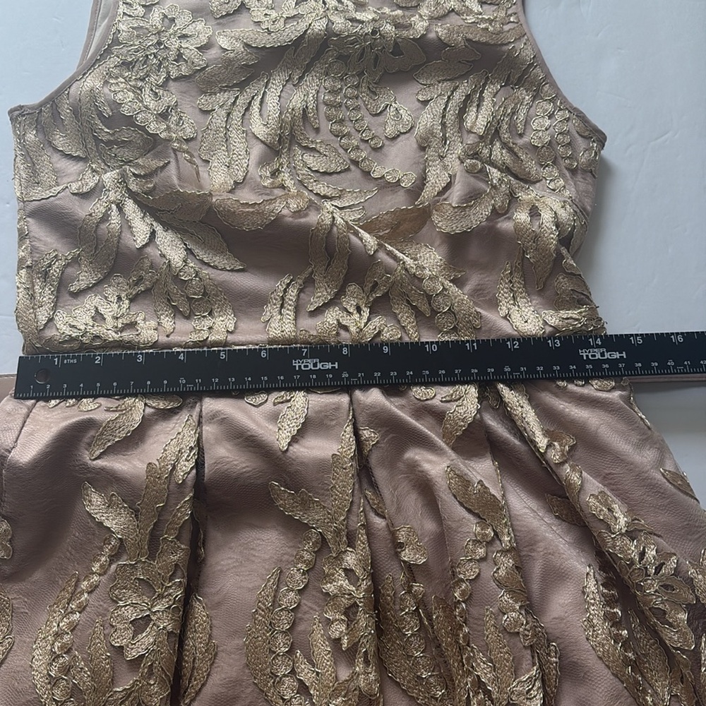 Eliza J Gold A-Line Midi Dress Sleeveless Crew Neck - Picture 9 of 10